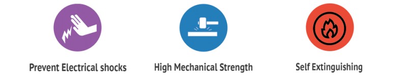 Electrical Conduit Pipes & Fitting features : Non Corrosive in nature and are immune to Chemical and Galvanic Corrosion Smooth Inner & Outer Surface Resistance to most Acids and Chemicals Free from Decomposition